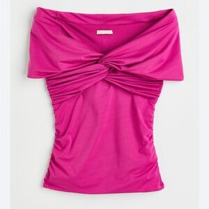 H&M Fuscia Off the shoulder Top Size XS Soft Jersey